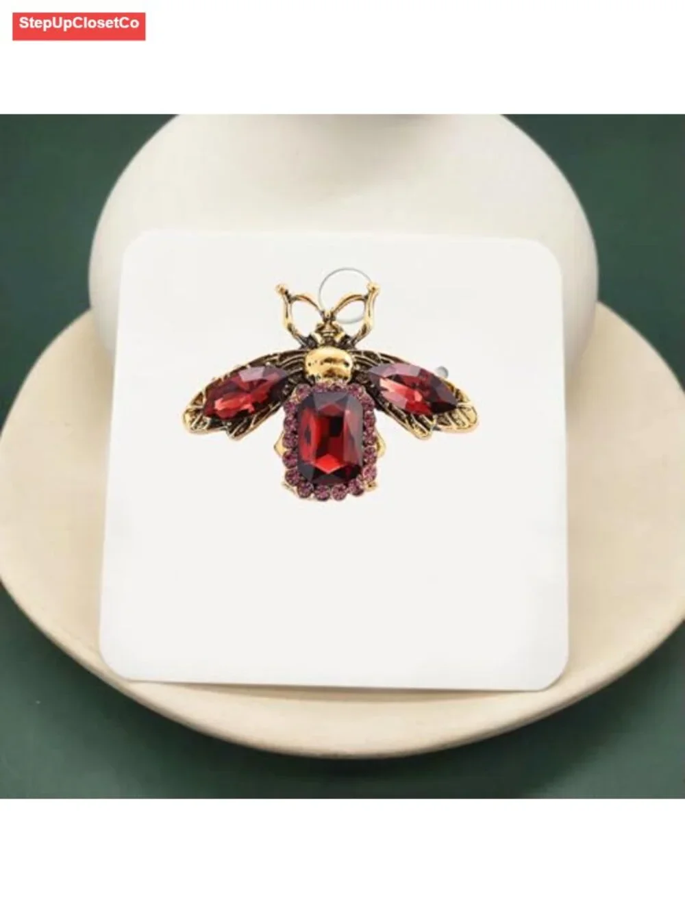 Vintage Rhinestone Bee Brooch Pin Crystal Jewelry Gift